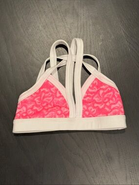 Kids Hot Pink and White Bra Top - Details Dancewear